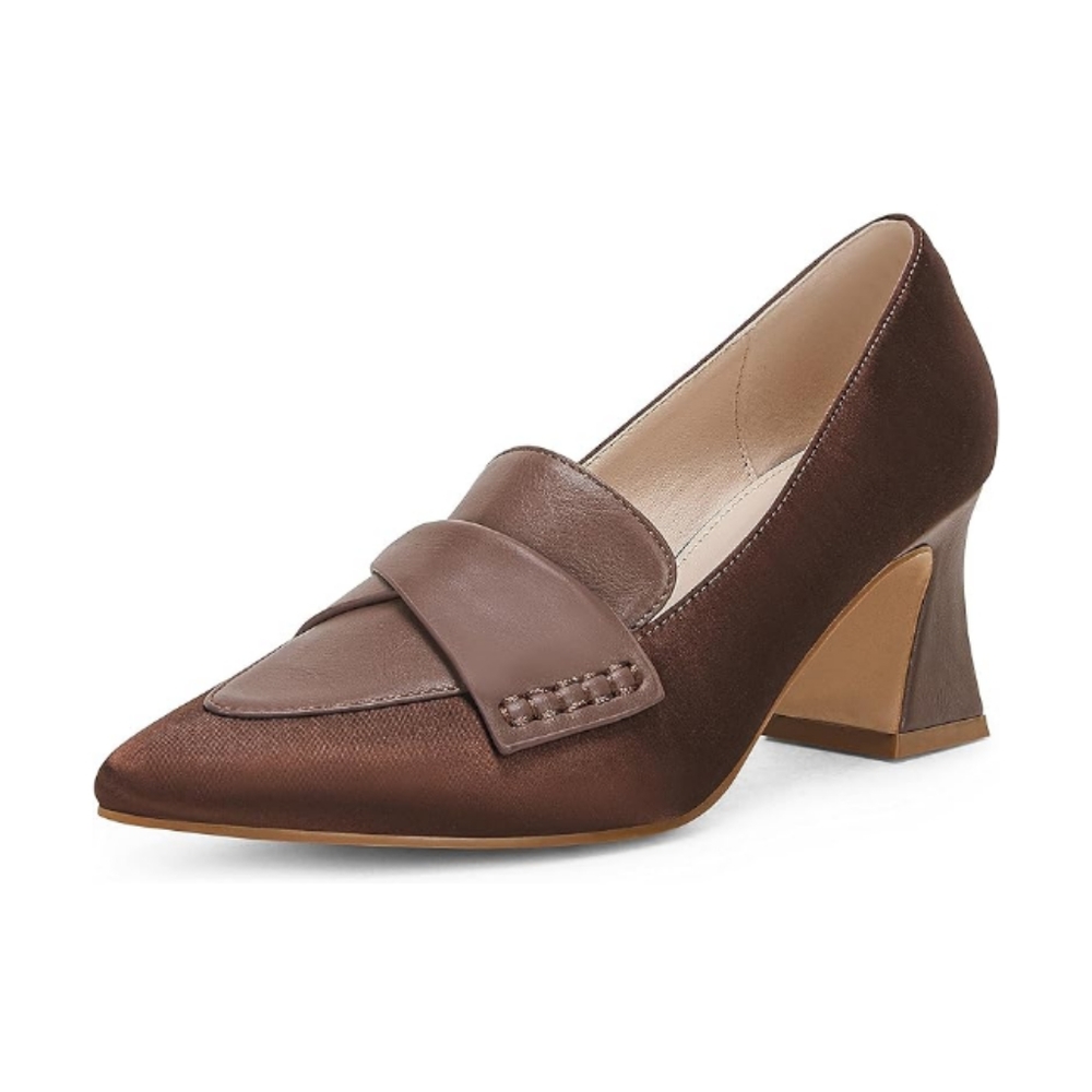 Women's Chunky Block Low Heels Pumps Stitching Retro Work Office Dress Shoes
